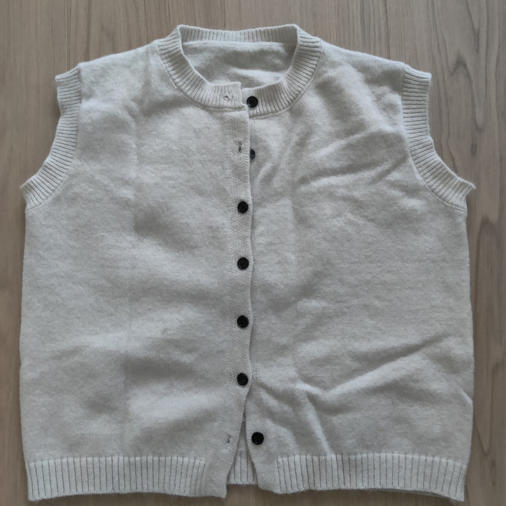 Women's Cream Button-Up Sweater Vest